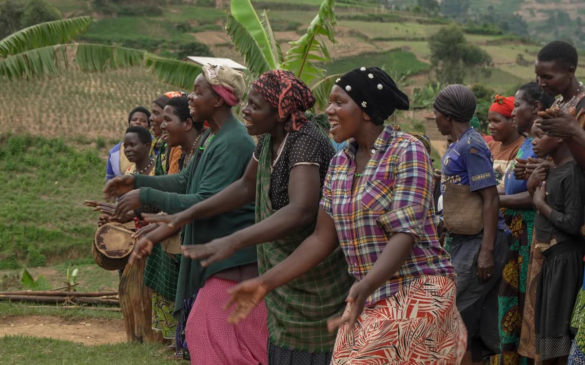 Community members dancing during a cultural celebration